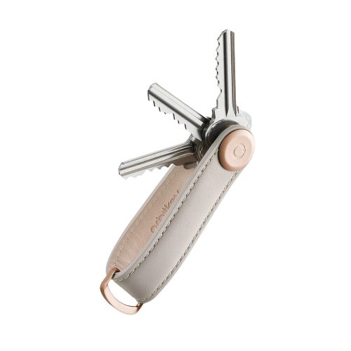 Orbit Key - Key organiser - leather - Stone with Grey Stitching