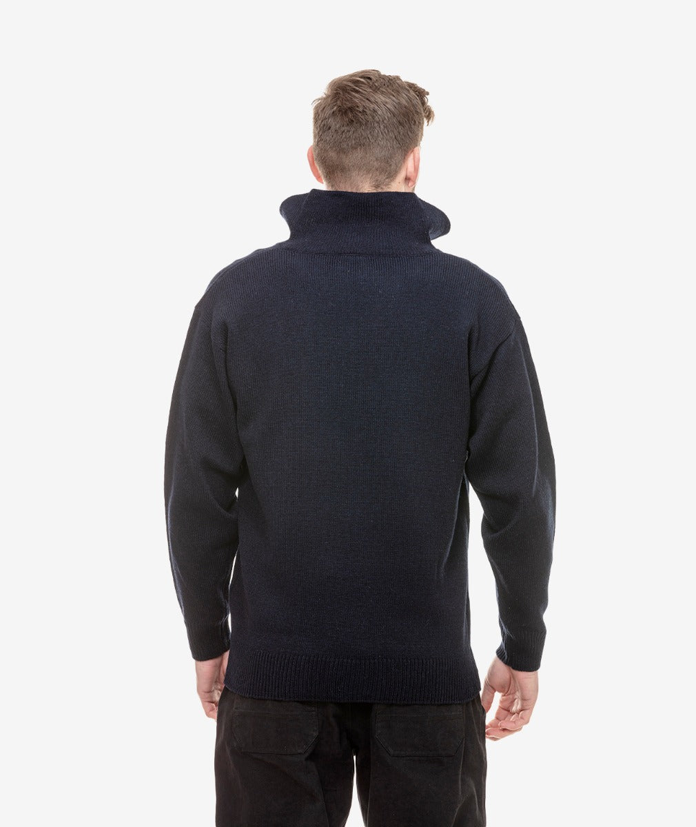 Swanndri - Mariner Quarter Zip Neck Wool Sweater - Navy