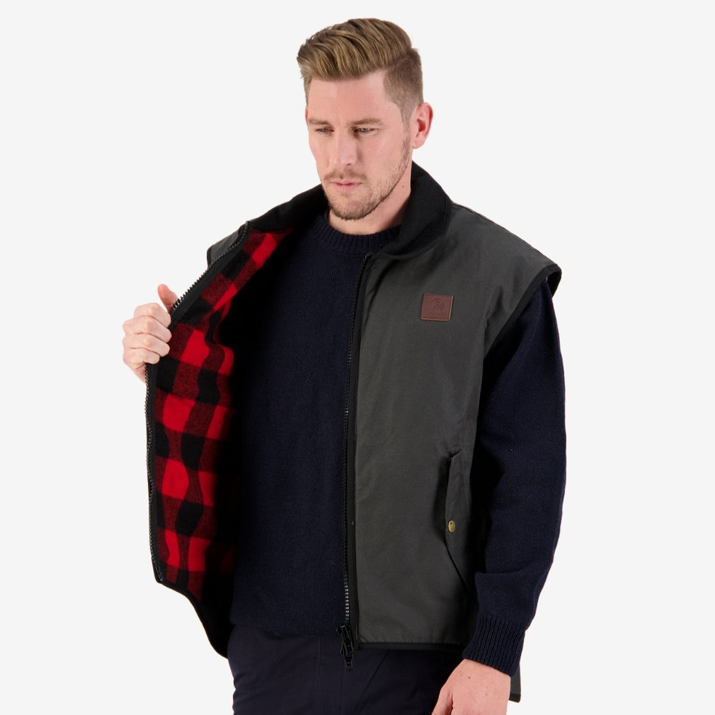 Swanndri Foxton Oilskin Vest - Brown
