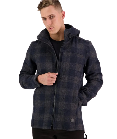 Hudson Wool Hoodie - Coal Check