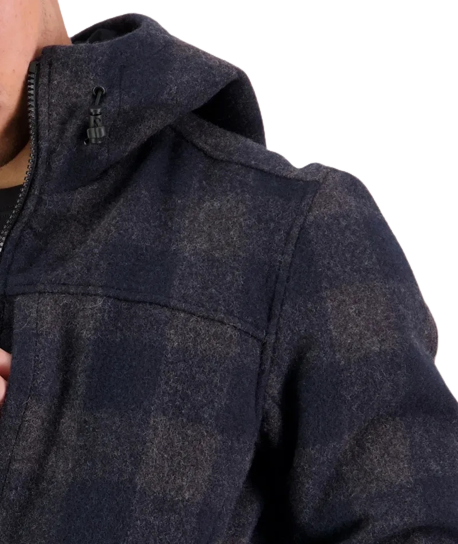 Hudson Wool Hoodie - Coal Check