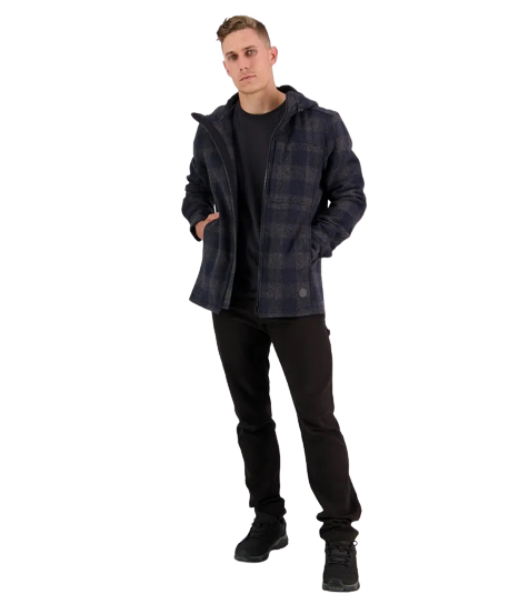 Hudson Wool Hoodie - Coal Check