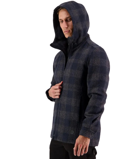 Hudson Wool Hoodie - Coal Check