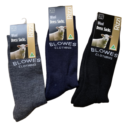 Blowes Wool Dress Socks - Black, Navy, Grey