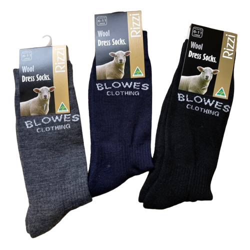 Blowes Wool Dress Socks - Navy, Black, Grey