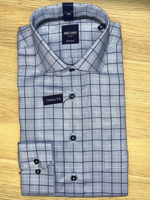 Abelard-Long-Sleeved-Business-Shirt-Checked-Classic-Fit-Blue